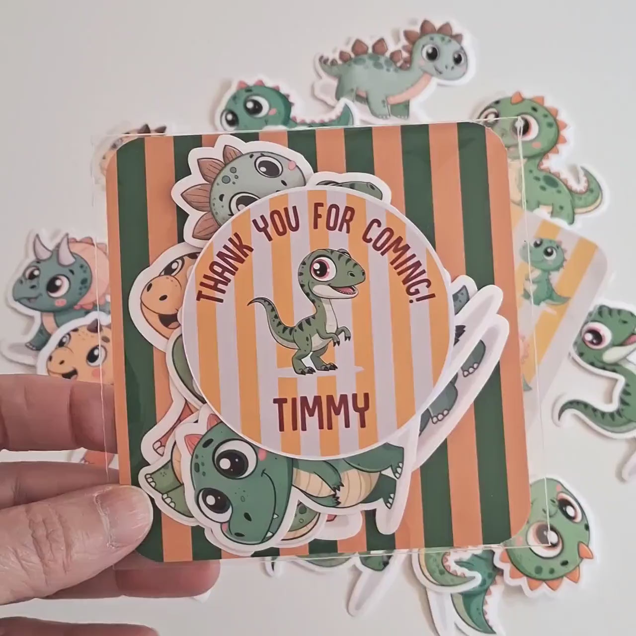 Personalised Dinosaur Vinyl Stickers Party Bags, Custom Dino Birthday Favours