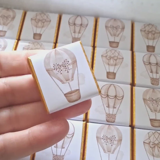 Personalised Hot Air Balloon Baby Shower Chocolates – Neutral Party Favours
