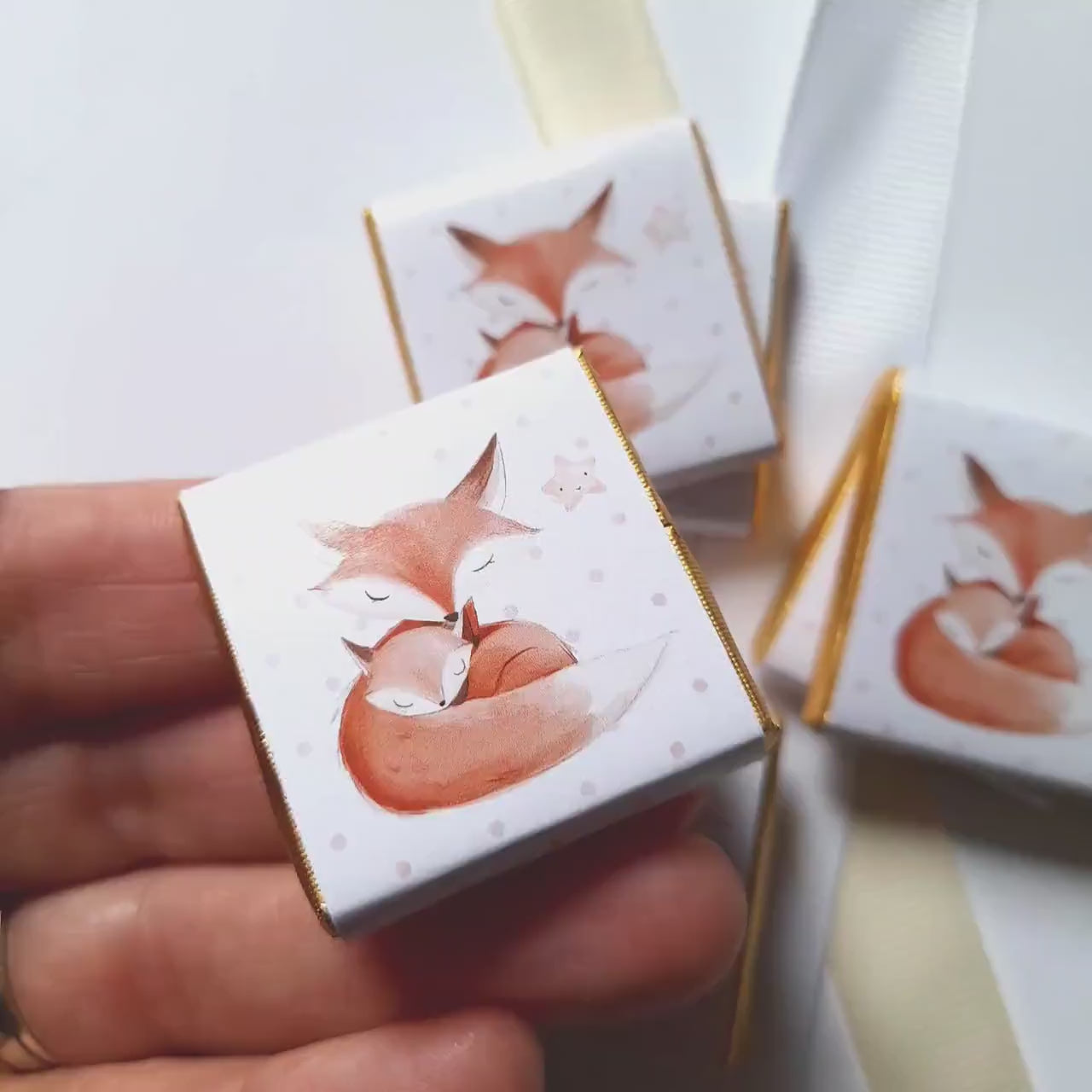 Personalised Mum and Baby Fox Chocolates – Woodland Baby Shower Favours, Party Bag Fillers