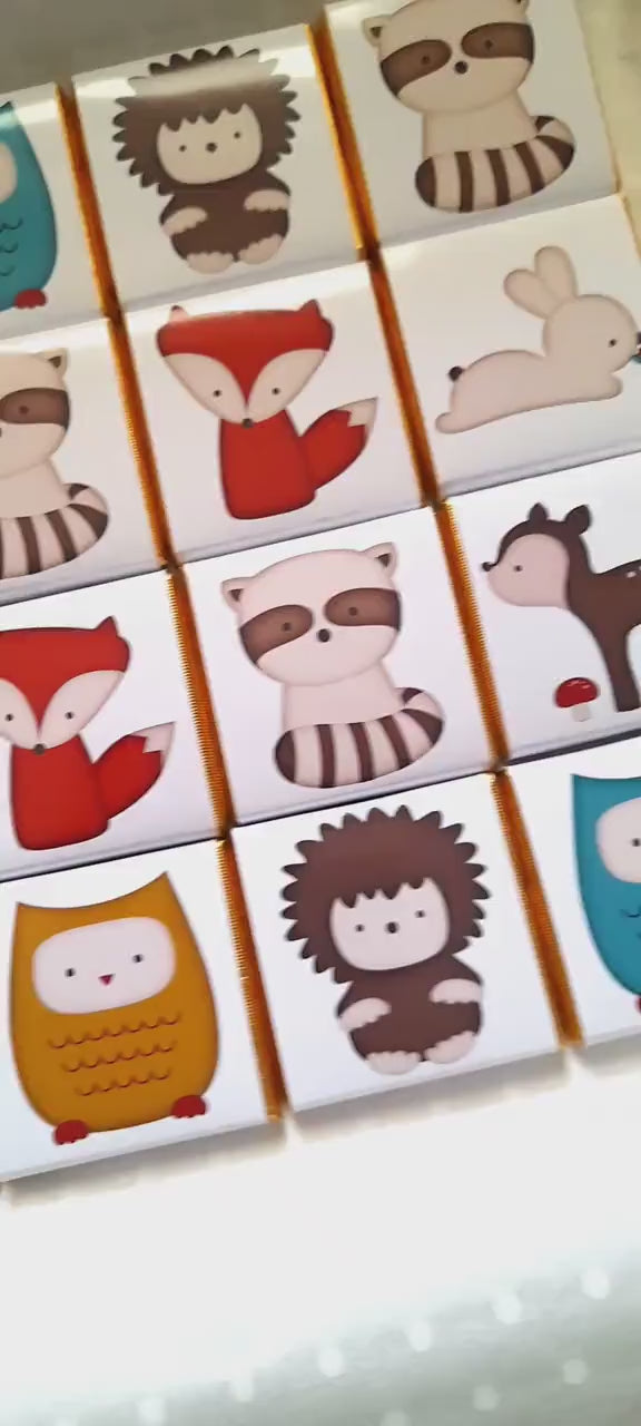 Personalised Woodland Chocolate Favours – Forest Animal Birthday Treats, Baby Shower Bag Fillers
