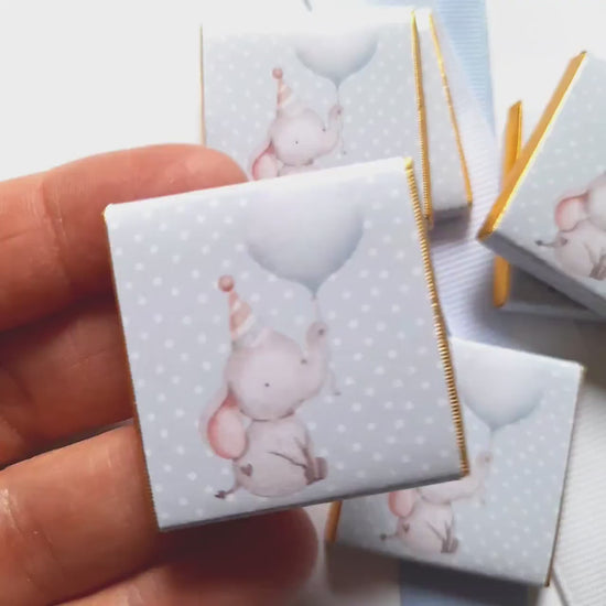 Personalised Elephant 1st Birthday Favours – Elephant Baby Boy Party Treats