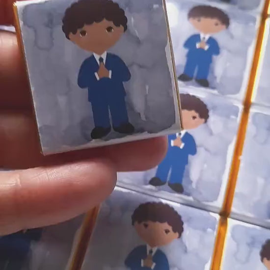 Personalised Curly Boy First Communion Favours