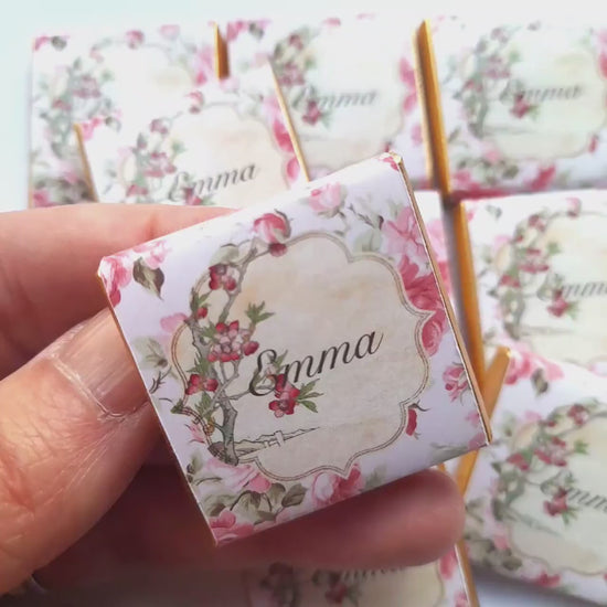 Personalised Rose Birthday Party Favours - Floral Chocolate Treats - Custom Guest Gifts -  Party Bags Fillers