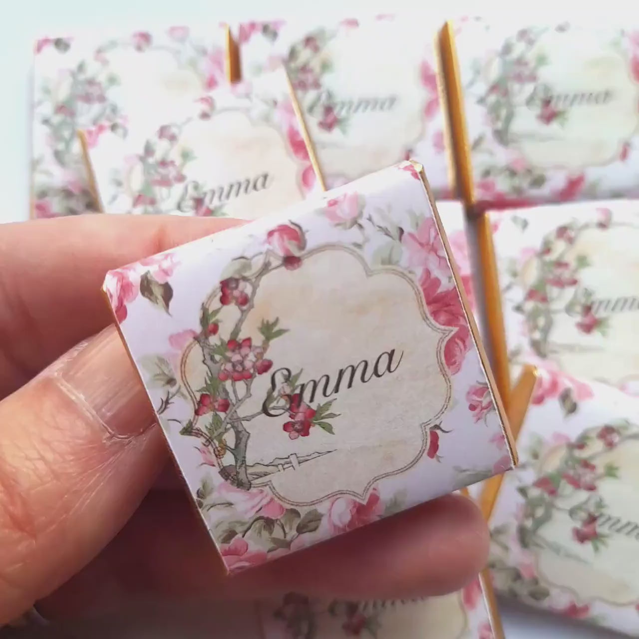 Personalised Rose Birthday Party Favours - Floral Chocolate Treats - Custom Guest Gifts -  Party Bags Fillers