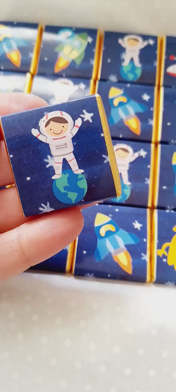 Personalised Space Birthday Chocolates – Astronaut Rocket Party Favours