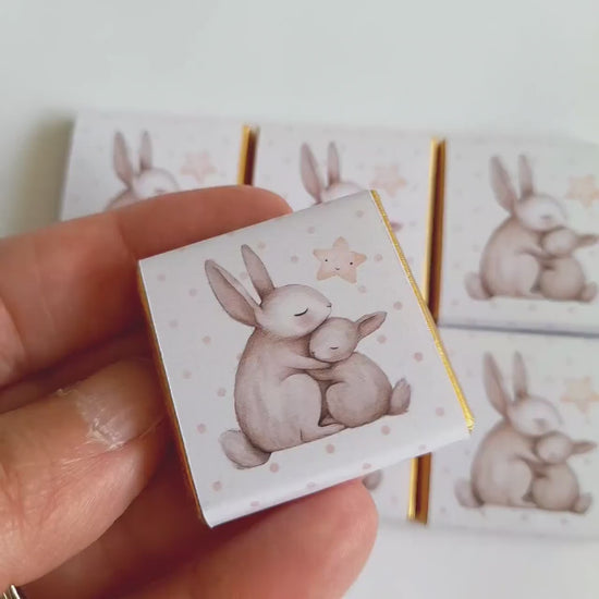 Personalised Mum and Baby Bunny Chocolates – Custom Baby Shower Favours