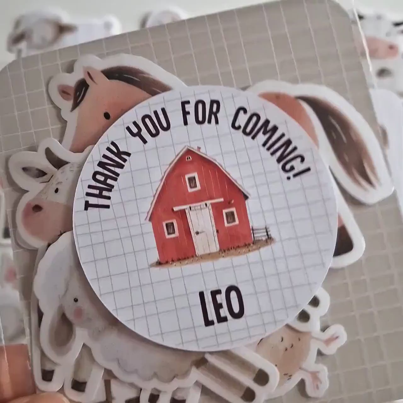 Personalised Farm Vinyl Stickers Party Bags, Custom Farmyard Birthday Favours