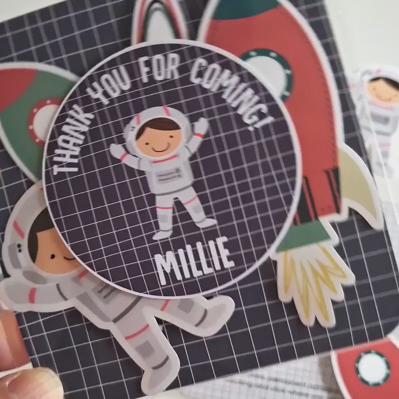 Personalised Space vinyl stcikers Party Bags,  Astronaut Birthday Favours