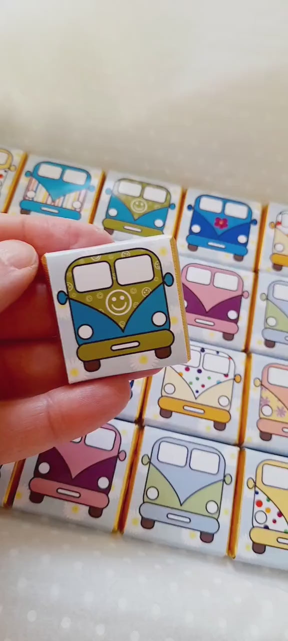 Personalised Camper Van Party Favours, Wedding Treats, Camping Birthday Chocolates, Customised Guest Gifts