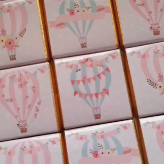 Personalised Hot Air Balloon Chocolates – Baby Shower Guest Favours, Adventure Awaits Treats