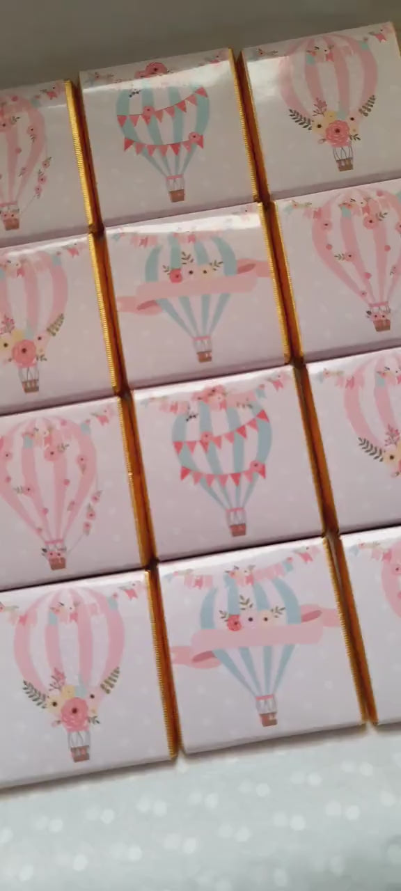 Personalised Hot Air Balloon Chocolates – Baby Shower Guest Favours, Adventure Awaits Treats