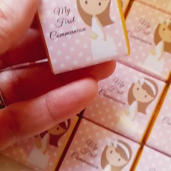 Personalised 1st Holy Communion Favours - Girls Pink Floral Chocolate Treats - Religious Party Bag Filler