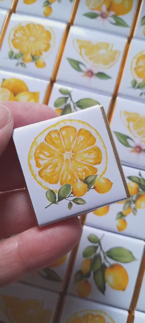 Personalised Lemon Party Favours, Citrus Fruit Wedding Chocolates,  Baby Shower Treats, Customised Guest Gift