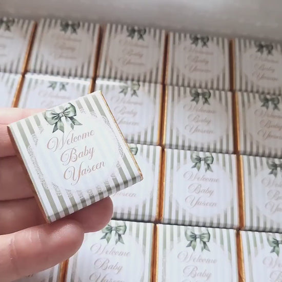 Personalised Baby Shower Party Favours – Sage Green Bow Treats