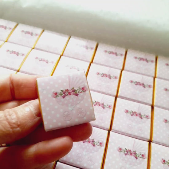 Personalised Baby Girl Chocolate Favours – Pink Bird Pram Sweets