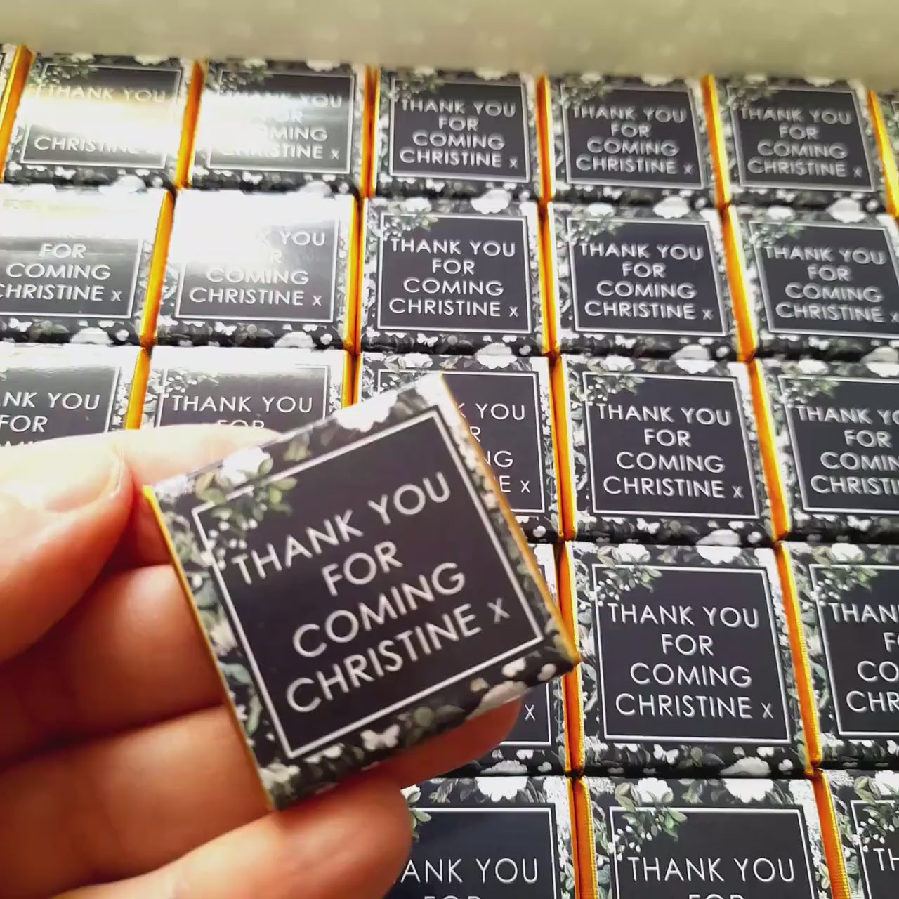 Personalised Black and White Birthday Favours – Botanical Party Treats