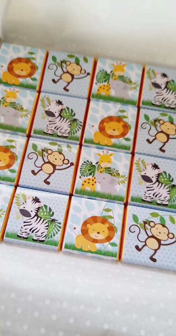 Personalised Safari Chocolate Favors – Jungle Animal Birthday Treats, Baby Shower Bag Filler