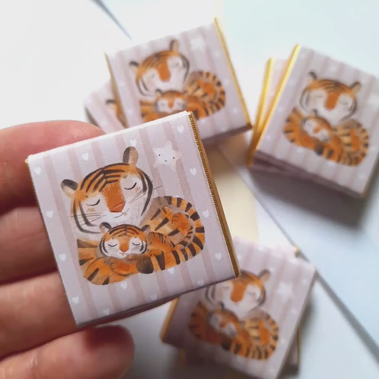 Personalised Mother Baby Tiger Chocolate Favours – Jungle Animal Treats, Wild One Party Bag Fillers
