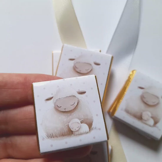 Personalised Mum and Baby Sheep Chocolates – Baby Shower Guest Favours, Party Bag Fillers