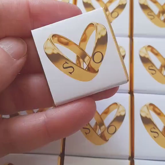 Personalised Wedding Chocolate Favours – Gold Ring Design, Custom Guest Gifts