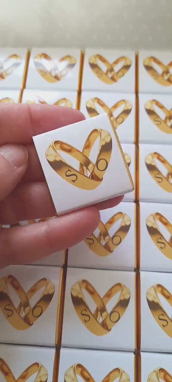 Personalised Wedding Chocolate Favours – Gold Ring Design, Custom Guest Gifts