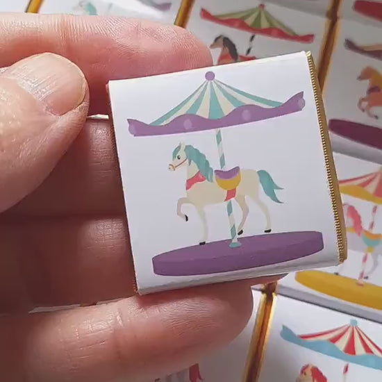 Personalised Horse Carousel Party Favours - Carnival Birthday Chocolate Treats - Custom Fairground Guest Gifts