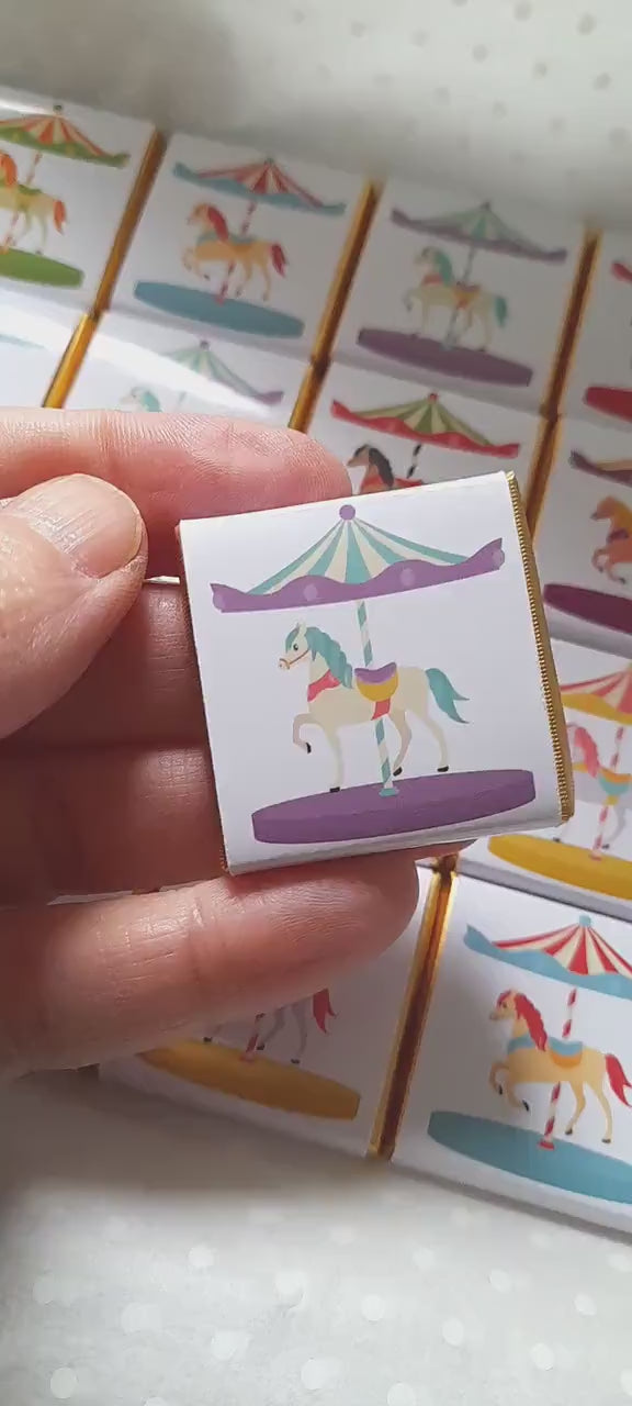 Personalised Horse Carousel Party Favours - Carnival Birthday Chocolate Treats - Custom Fairground Guest Gifts