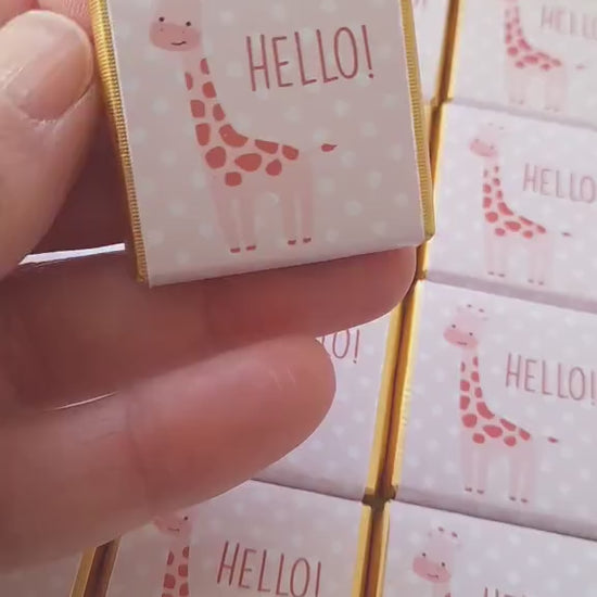 Personalised Pink Giraffe Party Favours – Baby Shower and 1st Birthday treats