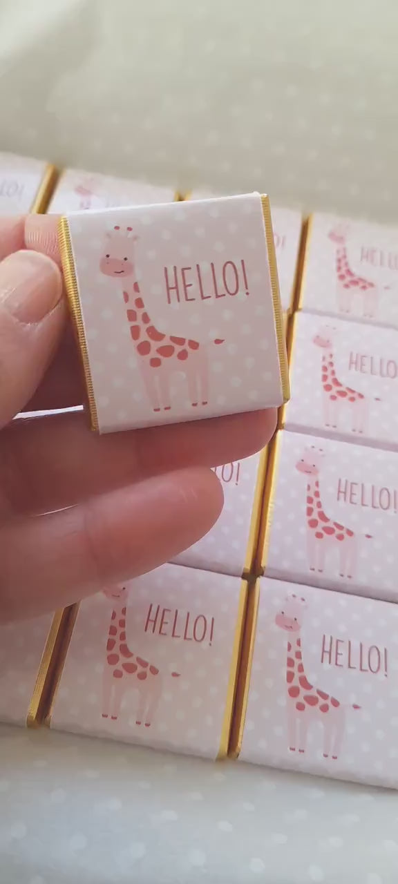 Personalised Pink Giraffe Party Favours – Baby Shower and 1st Birthday treats