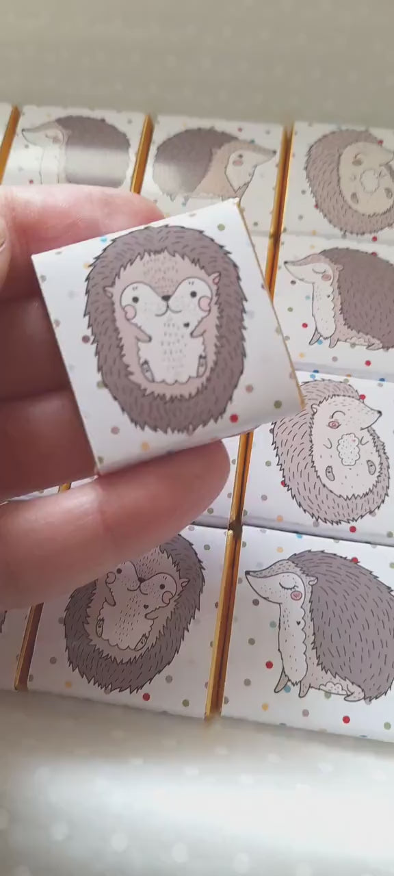 Personalised Hedgehog Birthday Chocolates – Woodland Party Favours, Custom Guest Gifts